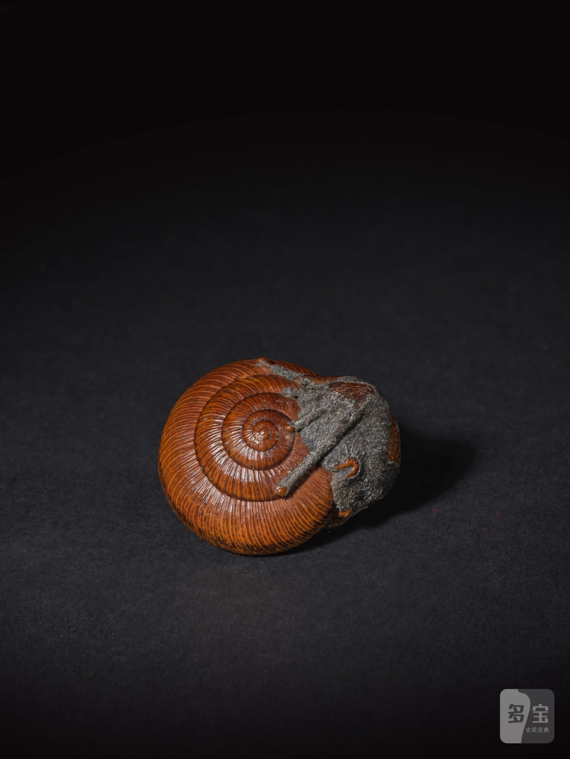 木彫根付 蝸牛 銘「自侃 眼文」 19世紀 | NETSUKE EN BOIS REPRÉSENTANT UN ESCARGOT - 图4